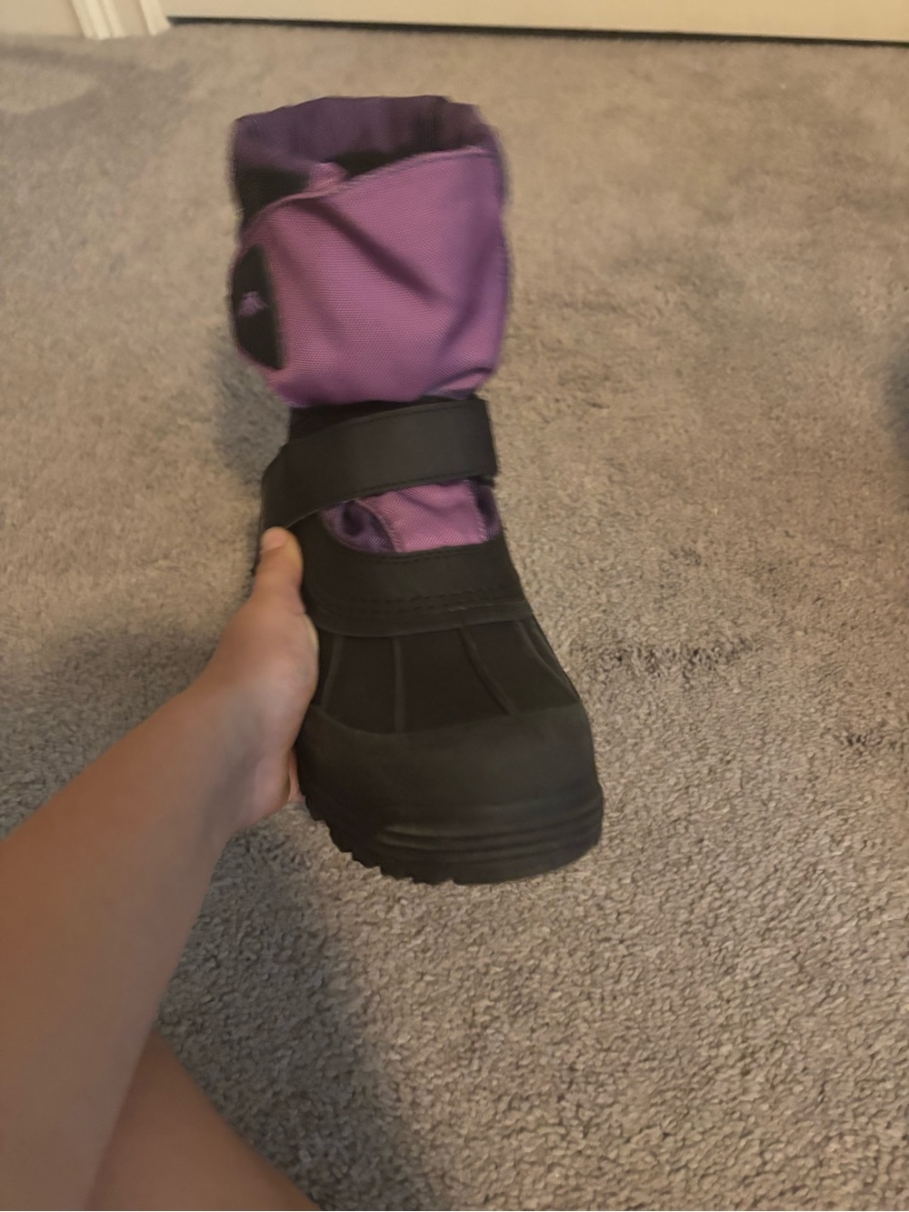 Girls Purple Winter Snow Boot with Black Sole